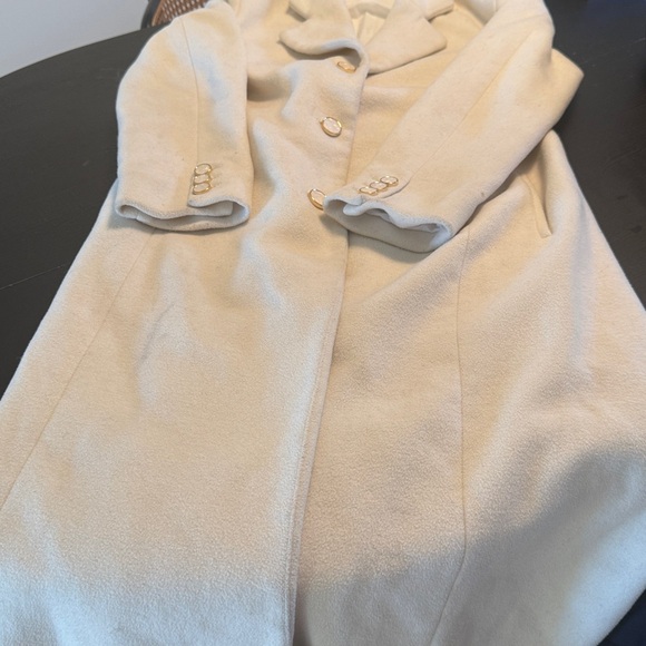 Ronny Kobo Collective White Tailored Long Wool Trench Peacoat Cream Sz 4 - Picture 16 of 16